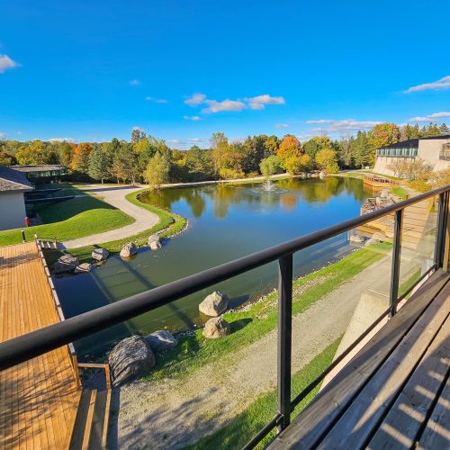 Guestrooms offer pond or forest views